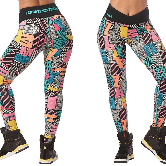 NWT Zumba Fitness Zumba Camo Ankle Leggings Size M Bold Black